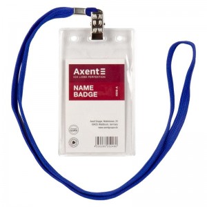Бейдж вертикальний 87х55мм, на шнурку, прозорий "Axent" 4506-А