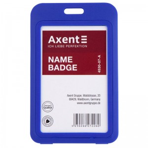 Бейдж вертикальний 50х84 мм, PP, синій "Axent" 4530-07-A 