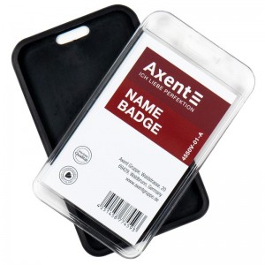 Бейдж-чохол SoftTouch вертикальний 54х85 мм, SoftTouch матовий, чорний  "Axent" 4550v-01-a
