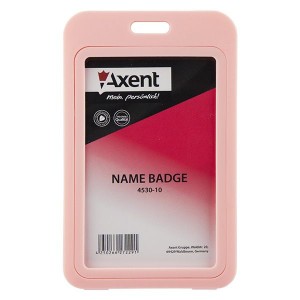 Бейдж вертикальний 50х84 мм, PP, рожевий "Axent" 4530-10-A 