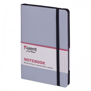 Книга записна Partner Soft, 125х195мм, 96арк, клітинка, срібляста "Axent" 8206-34-A