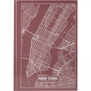 Книга канцелярська А4, 96 арк, клітинка, рожево-коричнева Maps New York "Axent" 8422-543-А