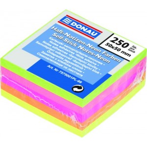 Блок для нотаток 50х50мм, 250 арк. (неон, асорті) "Donau" 7575001PL