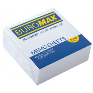 Блок білого паперу для нотаток, 80х80х30мм, не склеєний  "BuroMAX" ВМ.2201