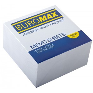  Блок білого паперу для нотаток, 90х90х50мм, склеєний  "BuroMAX" ВМ.2214