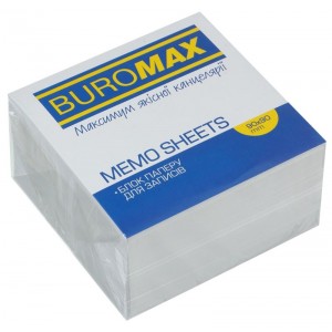 Блок білого паперу для нотаток, 90х90х50мм,не склеєний "BuroMAX" ВМ.2215