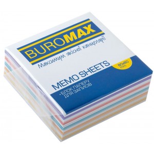 Блок паперу для нотаток "ВЕСЕЛКА", 80х80х30мм, не склеєний "BuroMAX" ВМ.2233 