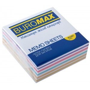 Блок паперу для нотаток ЗЕБРА, 90х90х40 мм, склеєнийй "BuroMAX" ВМ.2264