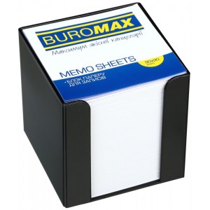 Бокс пластиковий з білим папером, 90х90х90мм, чорний "BuroMAX" 2290-01