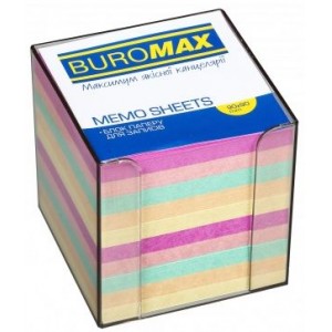 Бокс пластиковий з кольоровим папером, 90х90х90мм, прозорий димчастий "BuroMAX" 2291-02
