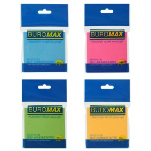 Блок паперу для нотаток NEON, 76х76 мм, 100 арк., асорті "BuroMAX" 2312-98