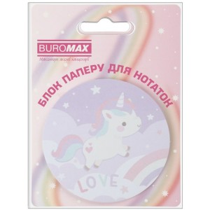 Блок паперу з клейким шаром, MAGIC UNICORN, 70х70мм, 30арк., асорті "BUROMAX" BM.2381-73