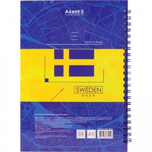 Блокнот на спіралі тверда обкл., А5, 96арк. Stockholm "Axent" 8032-08-A
