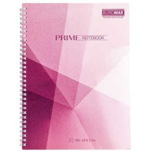 Зошит для нотаток PRIME, А4, 96 арк., клітинка, картонна обкладинка, рожевий "BuroMax" BM.24451101-10