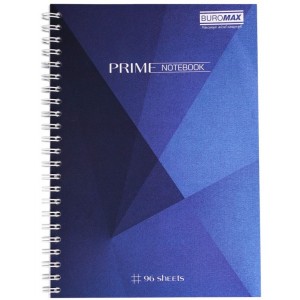 Зошит на пружині PRIME А5, 96арк., клітка, в карт. обкл., синій "BuroMax" BM.24551101-02