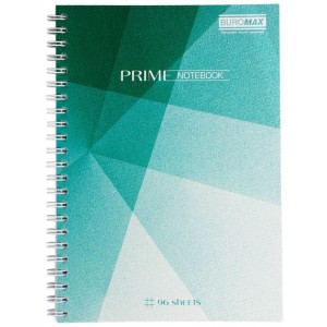 Зошит на пружині PRIME А5, 96арк., клітка, в карт. обкл., бірюзовий "BuroMax" BM.24551101-06
