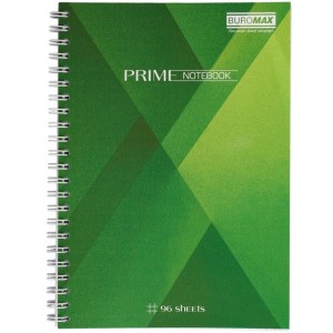 Зошит на пружині PRIME А5, 96арк., клітка, в карт. обкл., салатовий "BuroMax" BM.24551101-15