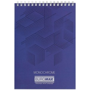 Блокнот на пружині зверху MONOCHROME, JOBMAX, А5, 48 арк., синій "BuroMAX" ВМ.2474-02
