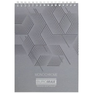 Блокнот на пружині зверху MONOCHROME, JOBMAX, А5, 48 арк., сірий "BuroMAX" ВМ.2474-09