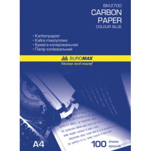 Папір копіювальний, синій, А4, 100 арк. "BuroMAX" 2700 