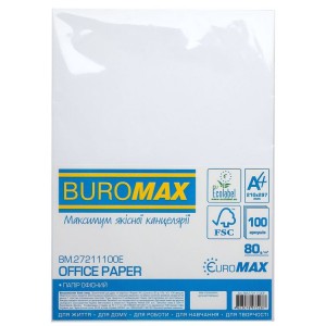 Папір офісний "EUROMAX", А4, 80г/м2, 100арк, клас С