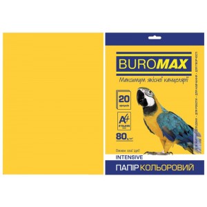 Папір кольоровий INTENSIVE, жовтий, 20 арк., А4, 80 г/м² «BuroMax» BM.2721320-08