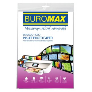 Фотопапір глянцевий, А4, 180 г/м², 20 арк "BUROMAX" BM.2220-4020