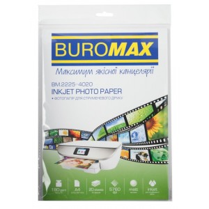 Фотопапір матовий, А4, 180 г/м², 20 арк "BUROMAX" BM.2225-4020