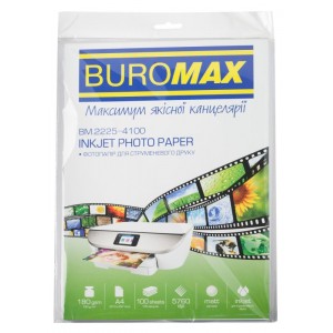  Фотопапір матовий, А4, 180 г/м², 100 арк "BUROMAX" BM.2225-4100