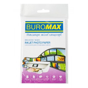 Фотопапір глянцевий, 10х15 см, 200 г/м², 20 арк "BUROMAX" BM.2230-5020