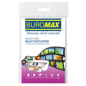 Фотопапір глянцевий, 10х15 см, 230 г/м², 20 арк "BUROMAX" BM.2230-6020