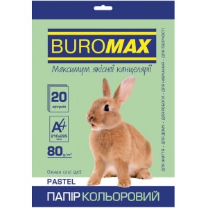 Папір кольоровий PASTEL, св.-зелений, 20 арк., А4, 80 г/м² «BuroMax» BM.2721220-15