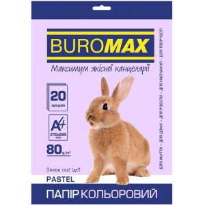 Папір кольоровий PASTEL, лаванд., 20 арк., А4, 80 г/м² «BuroMax» BM.2721220-39