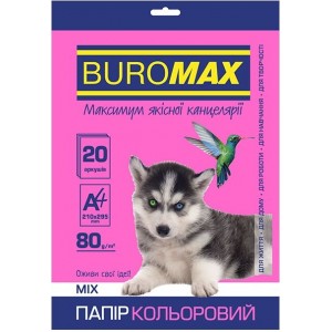 Набор цветной бумаги 80 г/м2, А4, 20 л., 10цв. NEON+INTENSIVE «BuroMax» BM.2721820-99