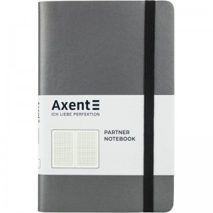Книга записна Partner Soft, 125х195мм, 96арк, клітинка, сіра "Axent" 8206-15-A