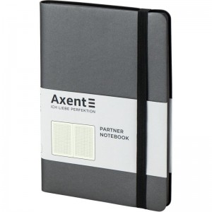 Книга записна Partner Soft, 125х195мм, 96арк, клітинка, сіра "Axent" 8206-15-A