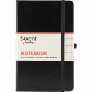 Книга записна Partner Lux, 125х195мм, 96арк, клітинка, чорна "Axent" 8202-01-А