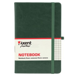 Книга записна Partner Lux, 125х195мм, 96арк, клітинка, зелена "Axent" 8202-04-А
