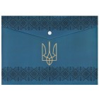 Папка-конверт, на кнопці, А4, UKRAINE DECOR, вишиванка синя "BuroMAX" BM.3970-68