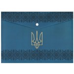 Папка-конверт, на кнопці, А4, UKRAINE DECOR, вишиванка синя "BuroMAX" BM.3970-68