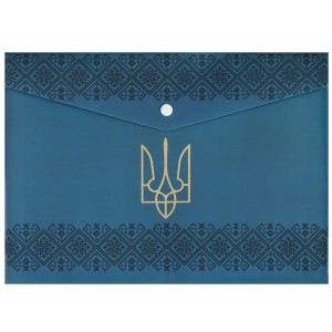 Папка-конверт, на кнопці, А4, UKRAINE DECOR, вишиванка синя "BuroMAX" BM.3970-68