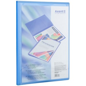 Папка А4, 20 файлів, з кишенею, прозора синя "Axent" 1020-22-a
