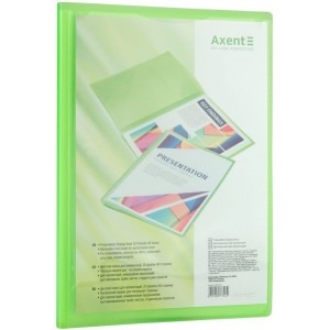 Папка А4, 20 файлів, з кишенею, прозора зелена "Axent" 1020-26-a