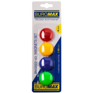 Набір магнітів 4шт.х 30мм "BuroMAX" BM.0022-43