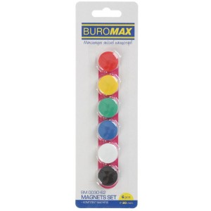 Набір магнітів 6шт..х 20мм "BuroMAX" BM.0030-62