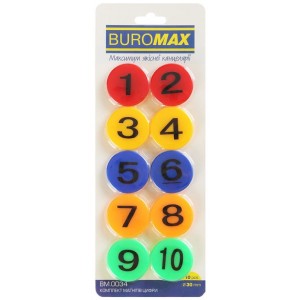Набір магнітів 10шт.х 30мм ЦИФРИ "BuroMAX" BM.0034