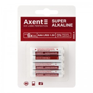 Батарейка AXENT AАA ALKALINE 1,5V (LR3), на блістері по 4 штуки 5553-A