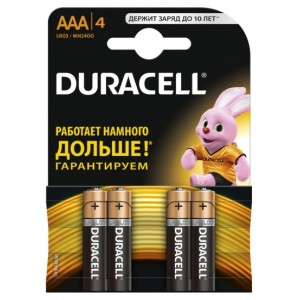 Батарейка Duracell AAA Basic alkaline 1,5V (LR03-B4, MN2400),  1 шт (s.52543)