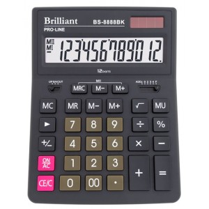 Калькулятор 12р, 155х205х35 мм "Brilliant" BS-8888BK