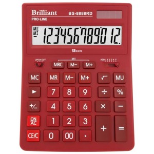 Калькулятор 12р, 155х205х35 мм "Brilliant" BS-8888RD